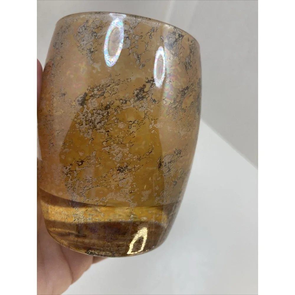 Pair of Hollowick Votive Candle Holder Gold‎ Amber Black Fleck New